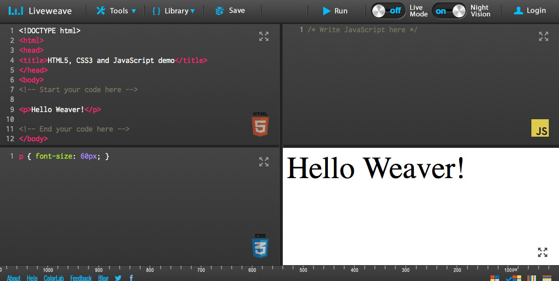 LiveWeave: Un potente editor online HTML, CSS y JavaScript